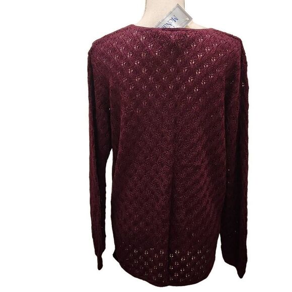 Norton McNaughton Women's Berry Color Open Knit Eyelet Pullover Sweater Medium N - Picture 2 of 10
